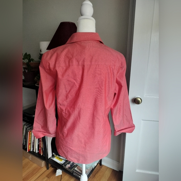 Foxcroft Women's Petite Casual Coral Button Down No-Iron Shirt - Picture 2 of 9